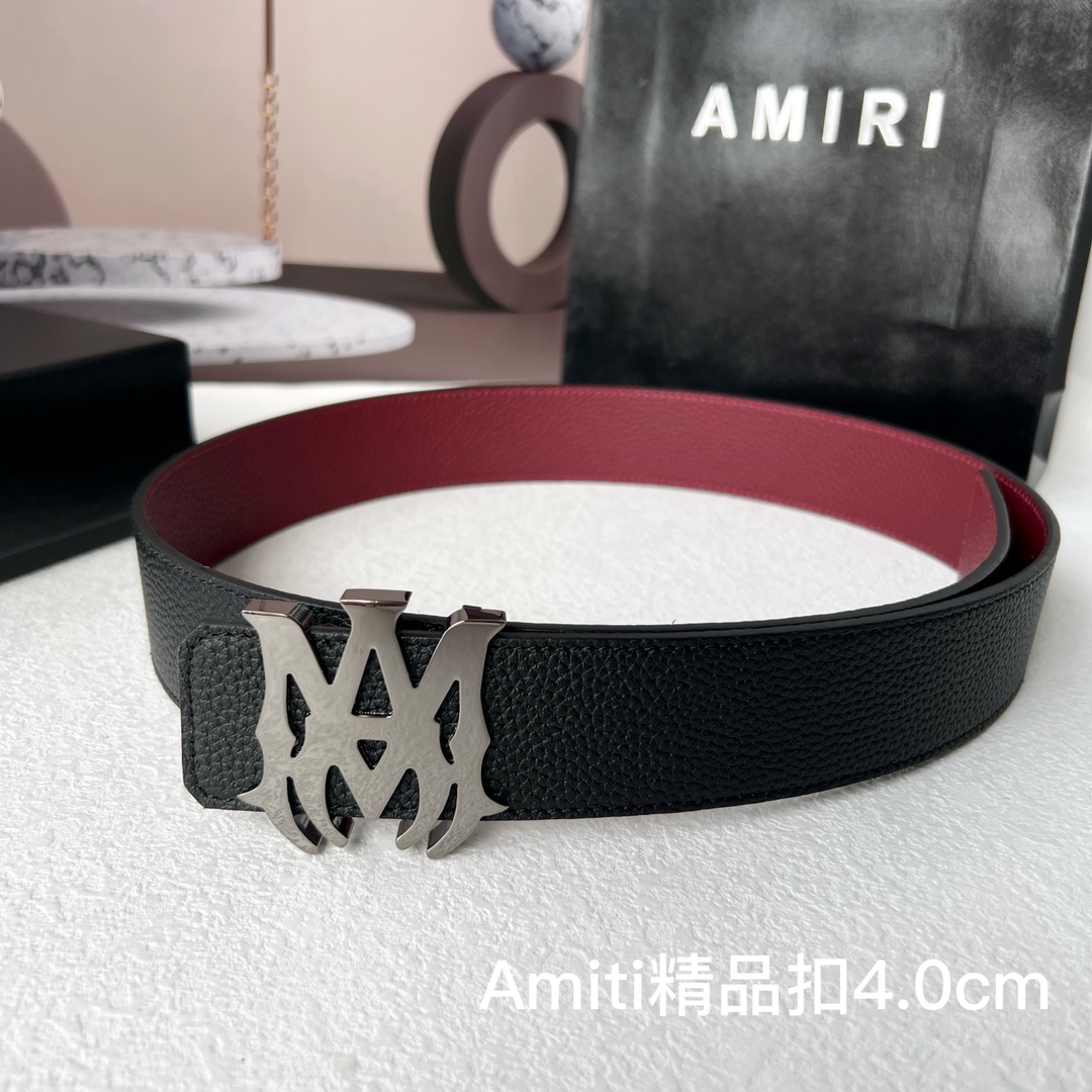 Amities哎米尔专柜同款新款压花选用柔软双面小牛皮制作时尚百搭宽4.0cm