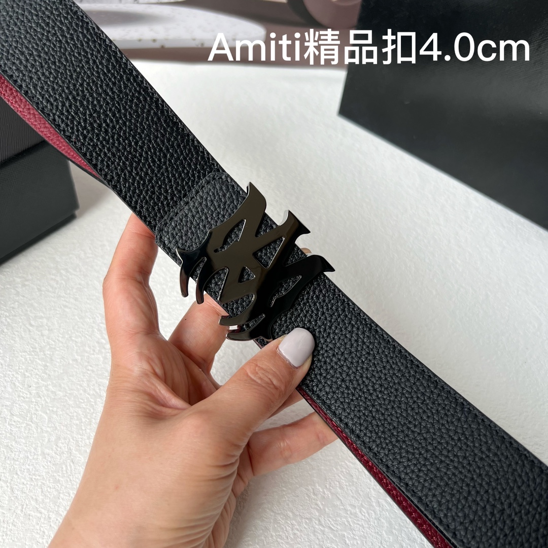 Amities哎米尔专柜同款新款压花选用柔软双面小牛皮制作时尚百搭宽4.0cm