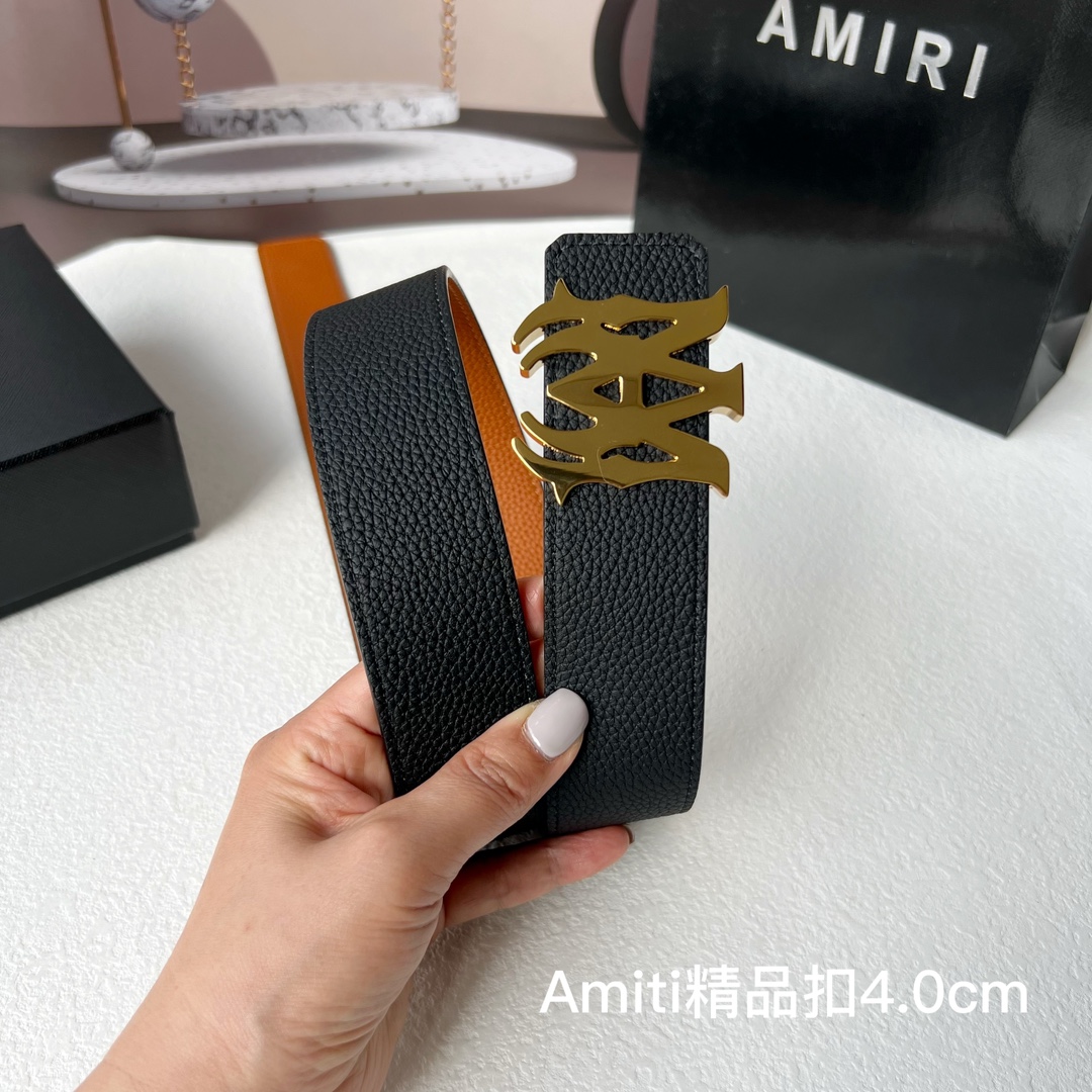 Amities哎米尔专柜同款新款压花选用柔软双面小牛皮制作时尚百搭宽4.0cm