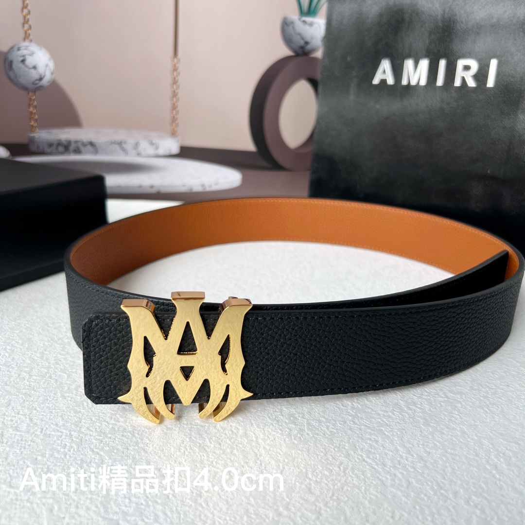 Amities哎米尔专柜同款新款压花选用柔软双面小牛皮制作时尚百搭宽4.0cm