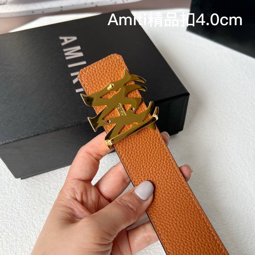 Amities哎米尔专柜同款新款压花选用柔软双面小牛皮制作时尚百搭宽4.0cm