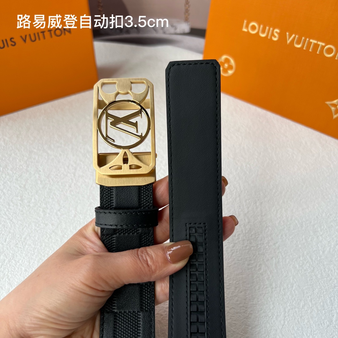 品牌l路易威登新款进口小牛皮手感细腻柔软搭配纯钢自动精品钢扣男士必备！宽度3.5cm