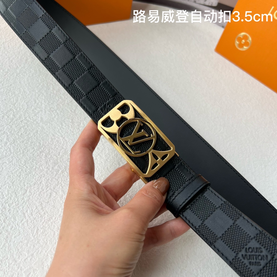 品牌l路易威登新款进口小牛皮手感细腻柔软搭配纯钢自动精品钢扣男士必备！宽度3.5cm