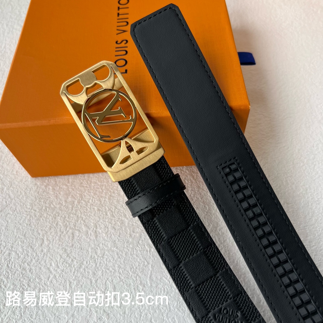 品牌l路易威登新款进口小牛皮手感细腻柔软搭配纯钢自动精品钢扣男士必备！宽度3.5cm