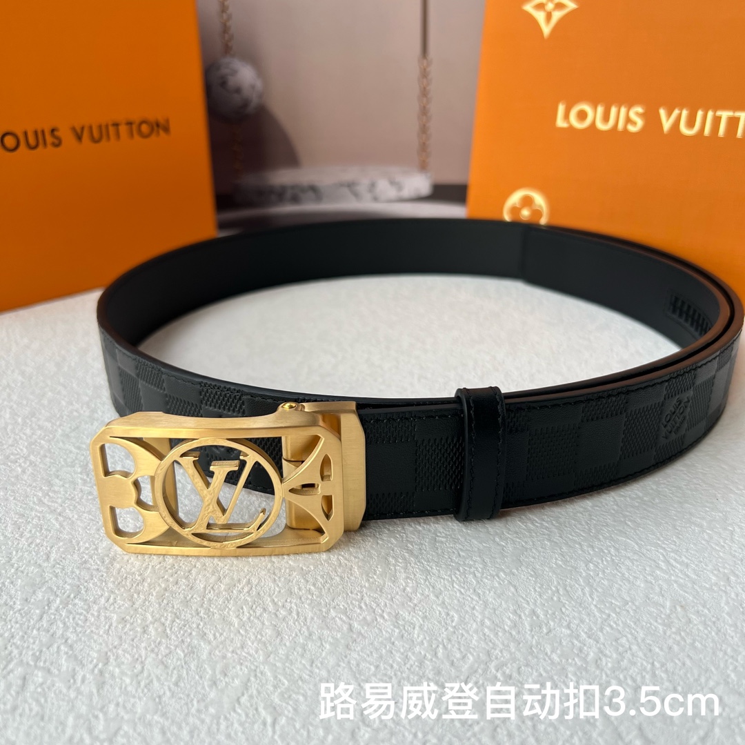 品牌l路易威登新款进口小牛皮手感细腻柔软搭配纯钢自动精品钢扣男士必备！宽度3.5cm