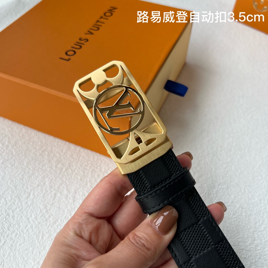 品牌l路易威登新款进口小牛皮手感细腻柔软搭配纯钢自动精品钢扣男士必备！宽度3.5cm