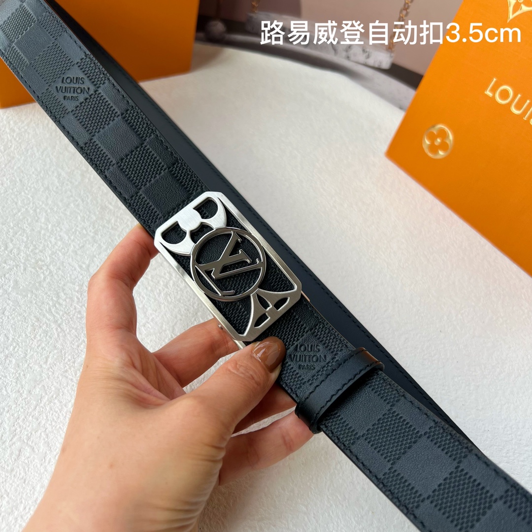 品牌l路易威登新款进口小牛皮手感细腻柔软搭配纯钢自动精品钢扣男士必备！宽度3.5cm