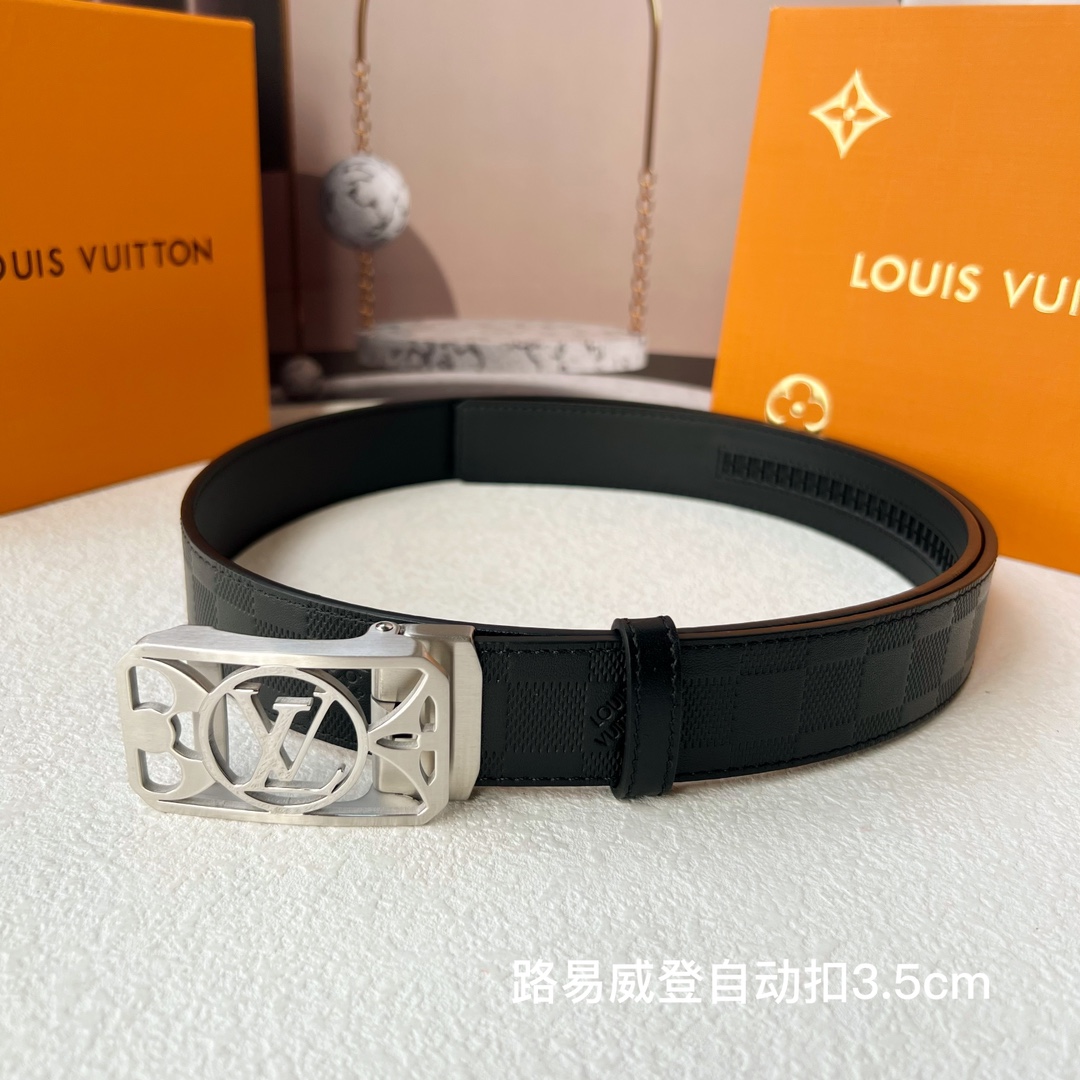 品牌l路易威登新款进口小牛皮手感细腻柔软搭配纯钢自动精品钢扣男士必备！宽度3.5cm