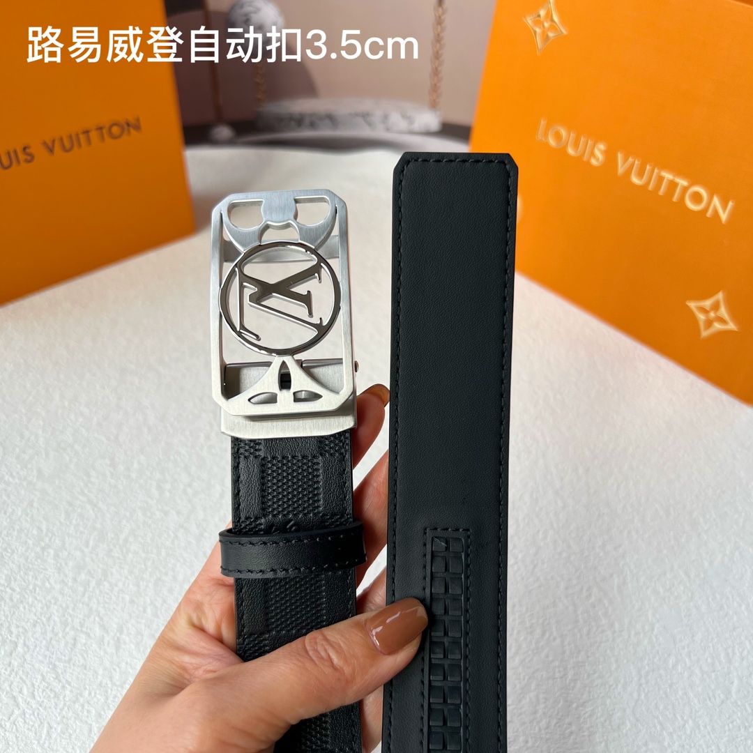 品牌l路易威登新款进口小牛皮手感细腻柔软搭配纯钢自动精品钢扣男士必备！宽度3.5cm