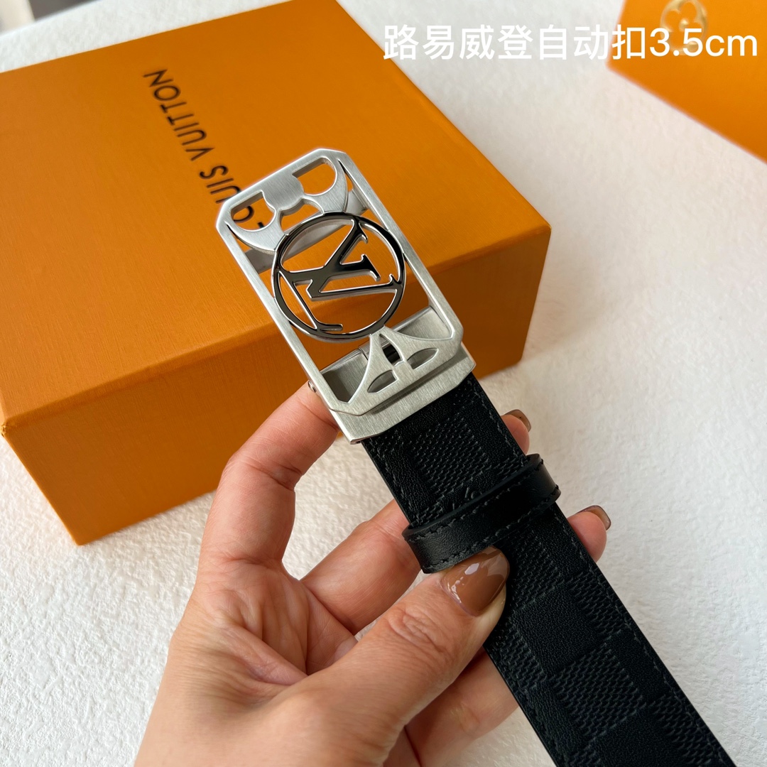 品牌l路易威登新款进口小牛皮手感细腻柔软搭配纯钢自动精品钢扣男士必备！宽度3.5cm
