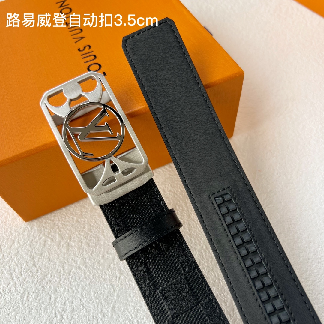 品牌l路易威登新款进口小牛皮手感细腻柔软搭配纯钢自动精品钢扣男士必备！宽度3.5cm
