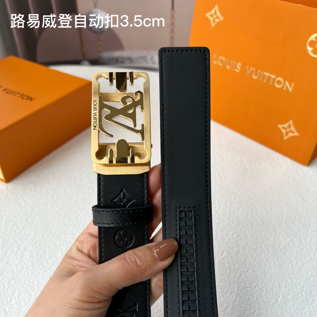 品牌l路易威登新款进口小牛皮手感细腻柔软搭配纯钢自动精品钢扣男士必备！宽度3.5cm