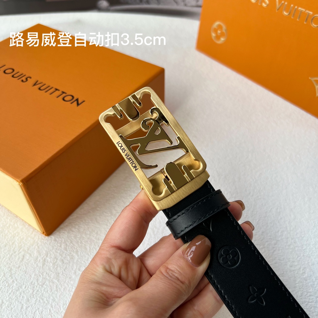 品牌l路易威登新款进口小牛皮手感细腻柔软搭配纯钢自动精品钢扣男士必备！宽度3.5cm