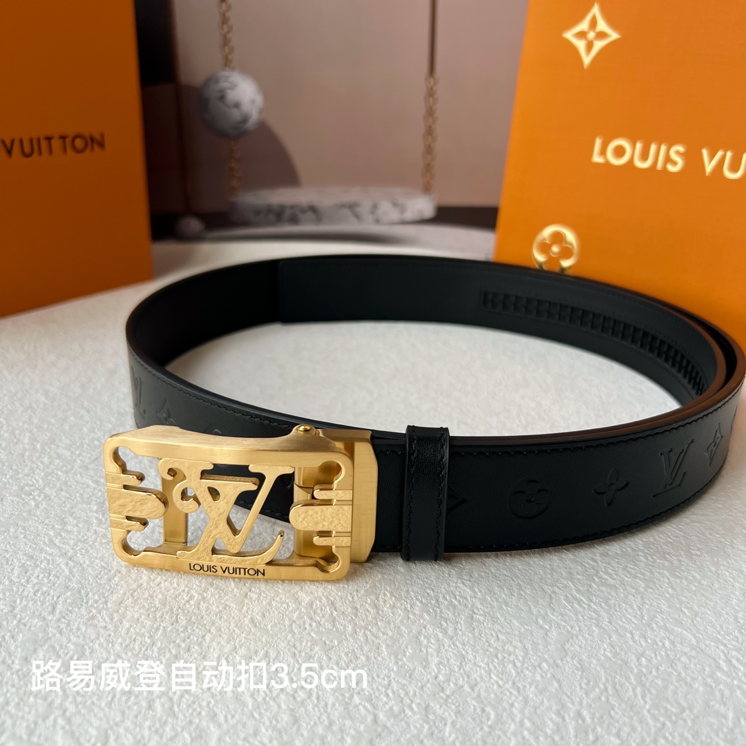 品牌l路易威登新款进口小牛皮手感细腻柔软搭配纯钢自动精品钢扣男士必备！宽度3.5cm