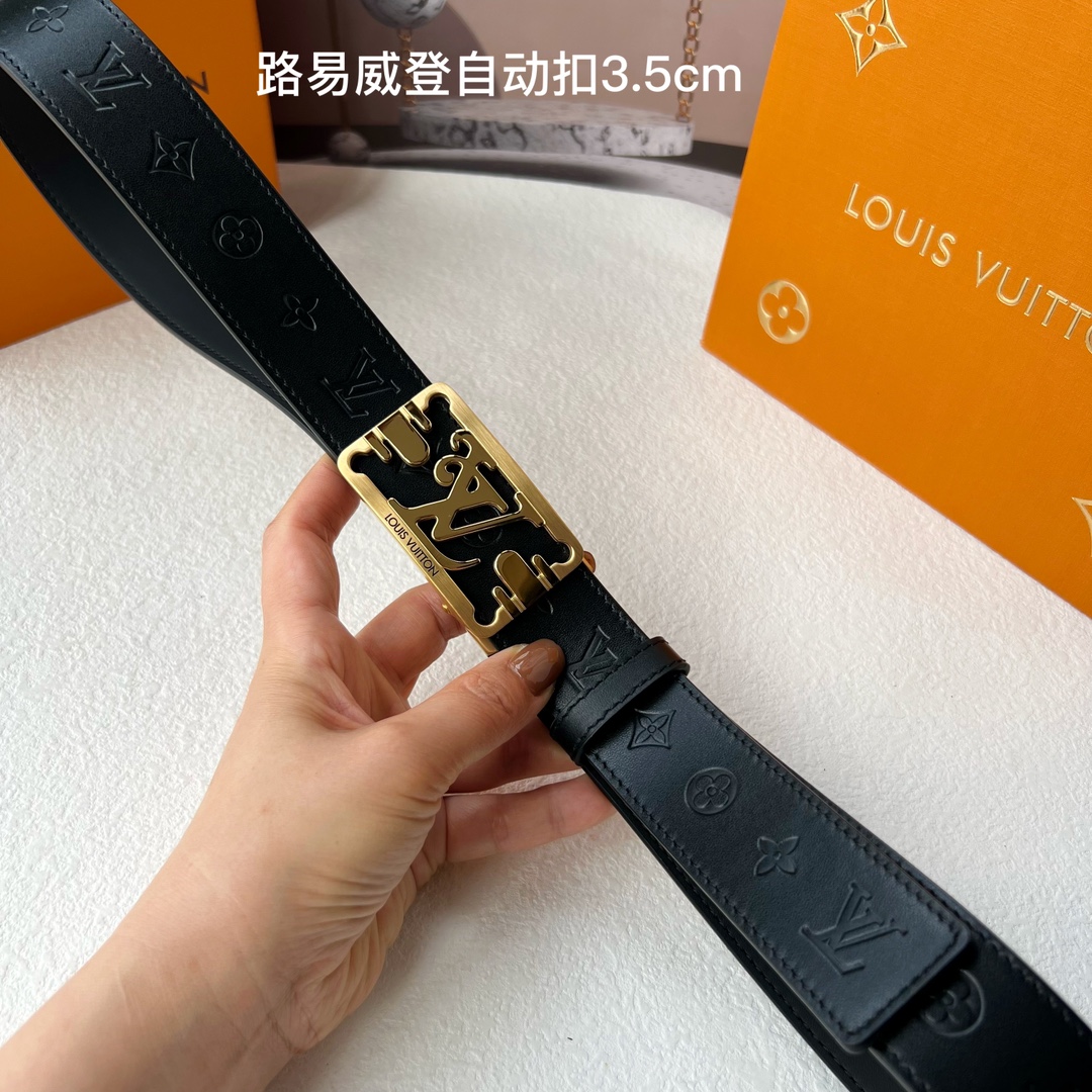 品牌l路易威登新款进口小牛皮手感细腻柔软搭配纯钢自动精品钢扣男士必备！宽度3.5cm