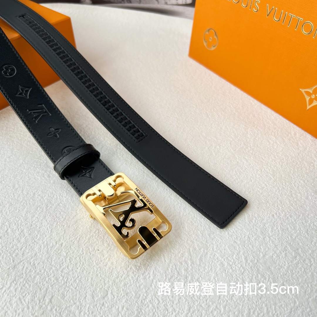 品牌l路易威登新款进口小牛皮手感细腻柔软搭配纯钢自动精品钢扣男士必备！宽度3.5cm