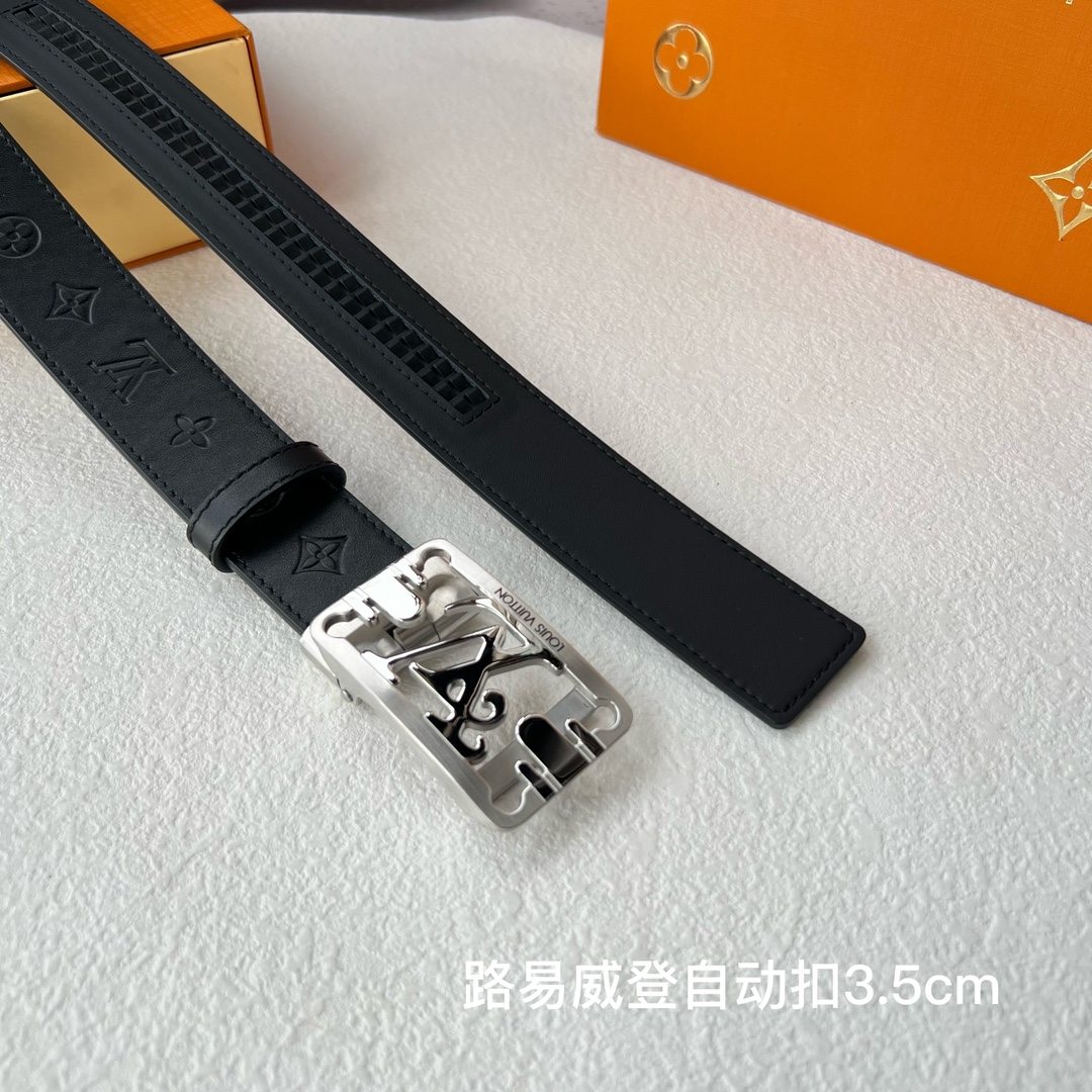 品牌l路易威登新款进口小牛皮手感细腻柔软搭配纯钢自动精品钢扣男士必备！宽度3.5cm
