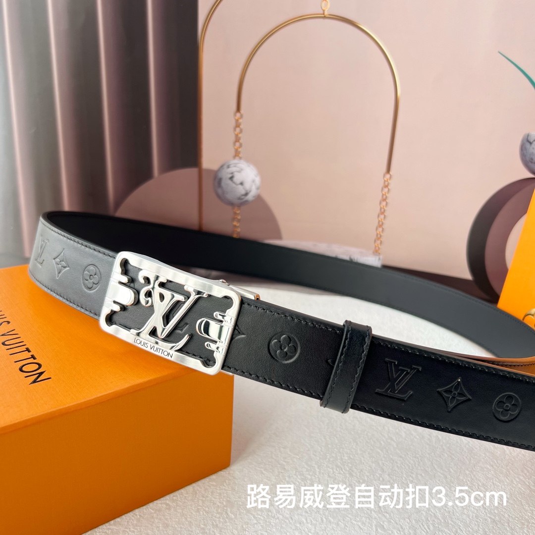 品牌l路易威登新款进口小牛皮手感细腻柔软搭配纯钢自动精品钢扣男士必备！宽度3.5cm
