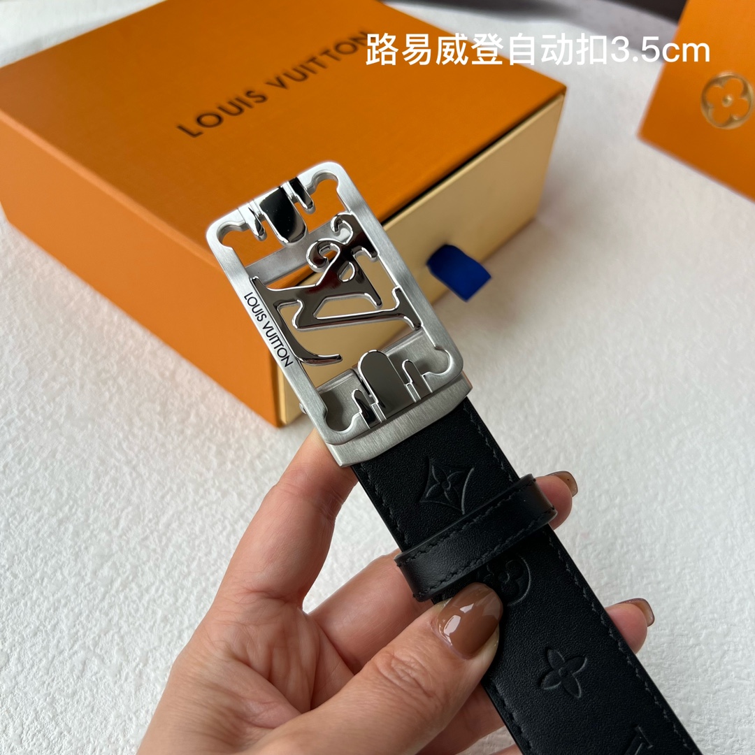 品牌l路易威登新款进口小牛皮手感细腻柔软搭配纯钢自动精品钢扣男士必备！宽度3.5cm