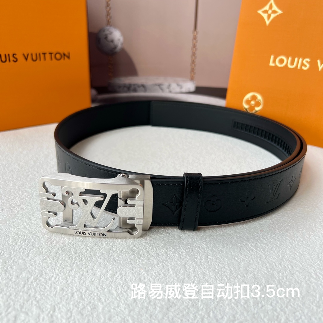 品牌l路易威登新款进口小牛皮手感细腻柔软搭配纯钢自动精品钢扣男士必备！宽度3.5cm