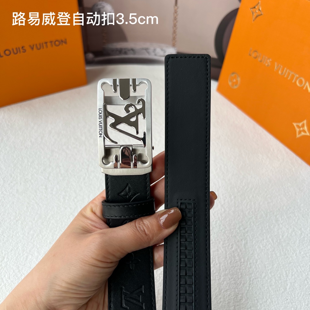 品牌l路易威登新款进口小牛皮手感细腻柔软搭配纯钢自动精品钢扣男士必备！宽度3.5cm