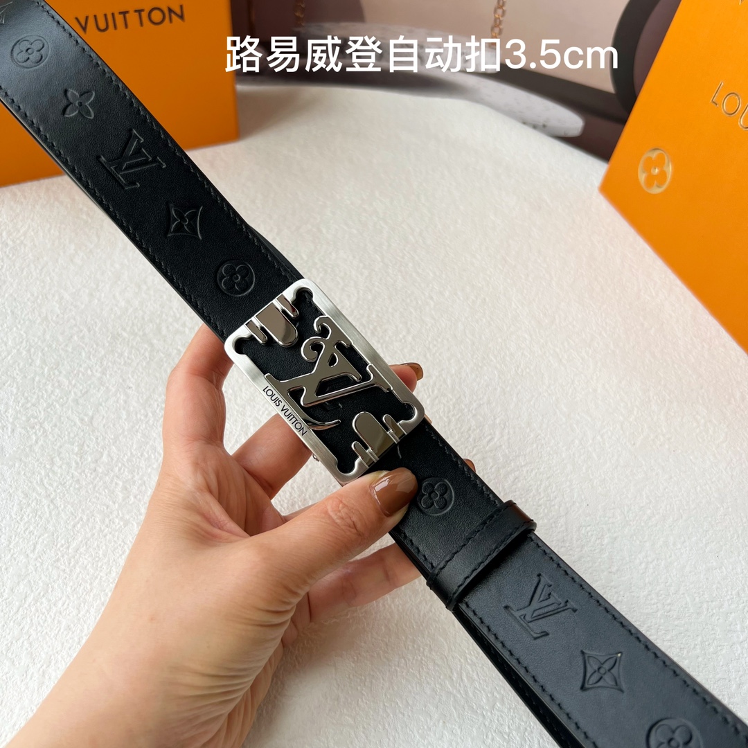品牌l路易威登新款进口小牛皮手感细腻柔软搭配纯钢自动精品钢扣男士必备！宽度3.5cm
