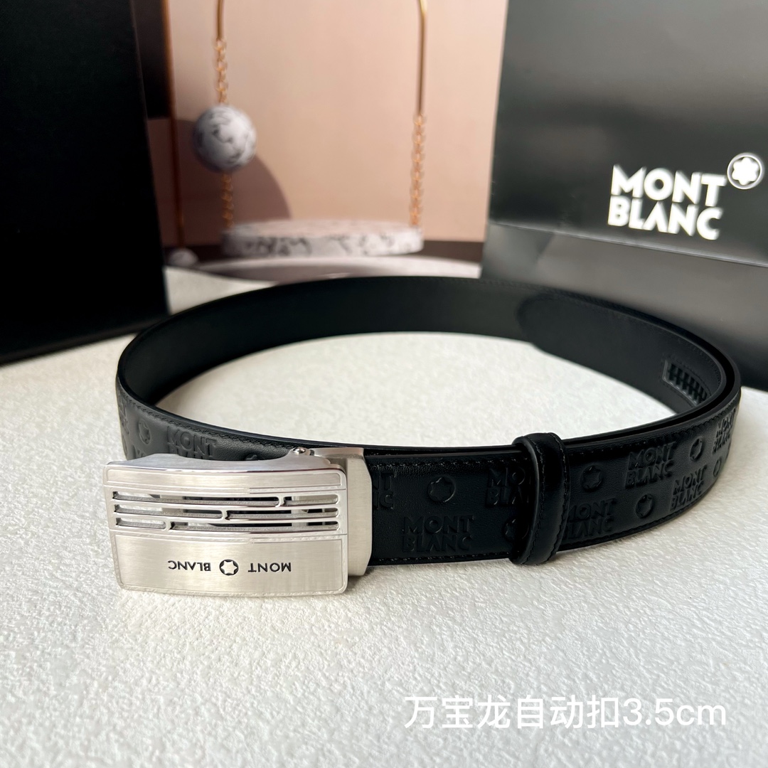 品牌万宝龙新款进口小牛皮手感细腻柔软搭配纯钢自动精品钢扣男士必备！宽度3.5cm