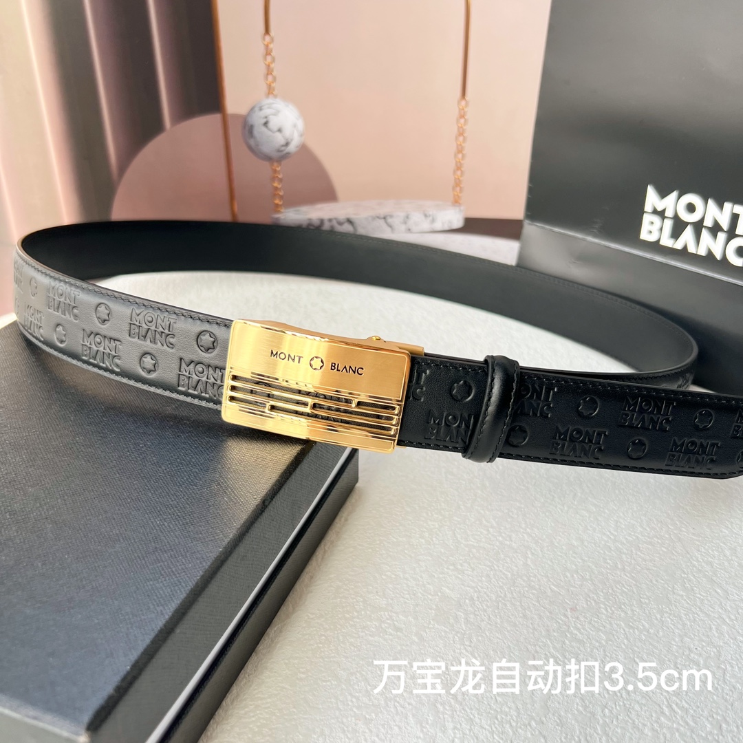 品牌万宝龙新款进口小牛皮手感细腻柔软搭配纯钢自动精品钢扣男士必备！宽度3.5cm
