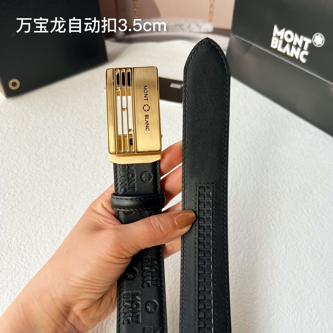 品牌万宝龙新款进口小牛皮手感细腻柔软搭配纯钢自动精品钢扣男士必备！宽度3.5cm