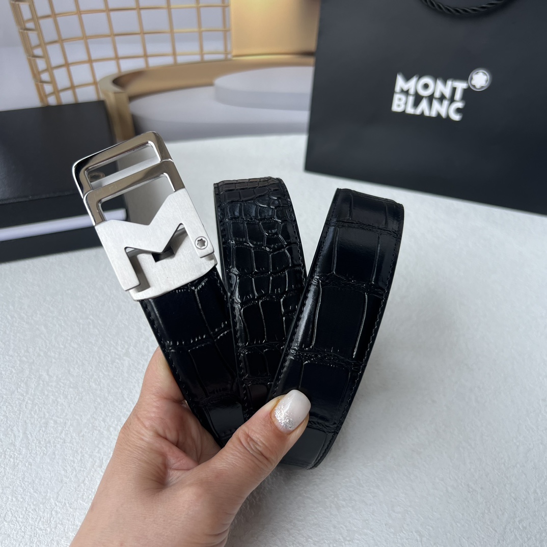 万宝龙新款进口小牛皮手感细腻柔软纯钢自动精品钢扣