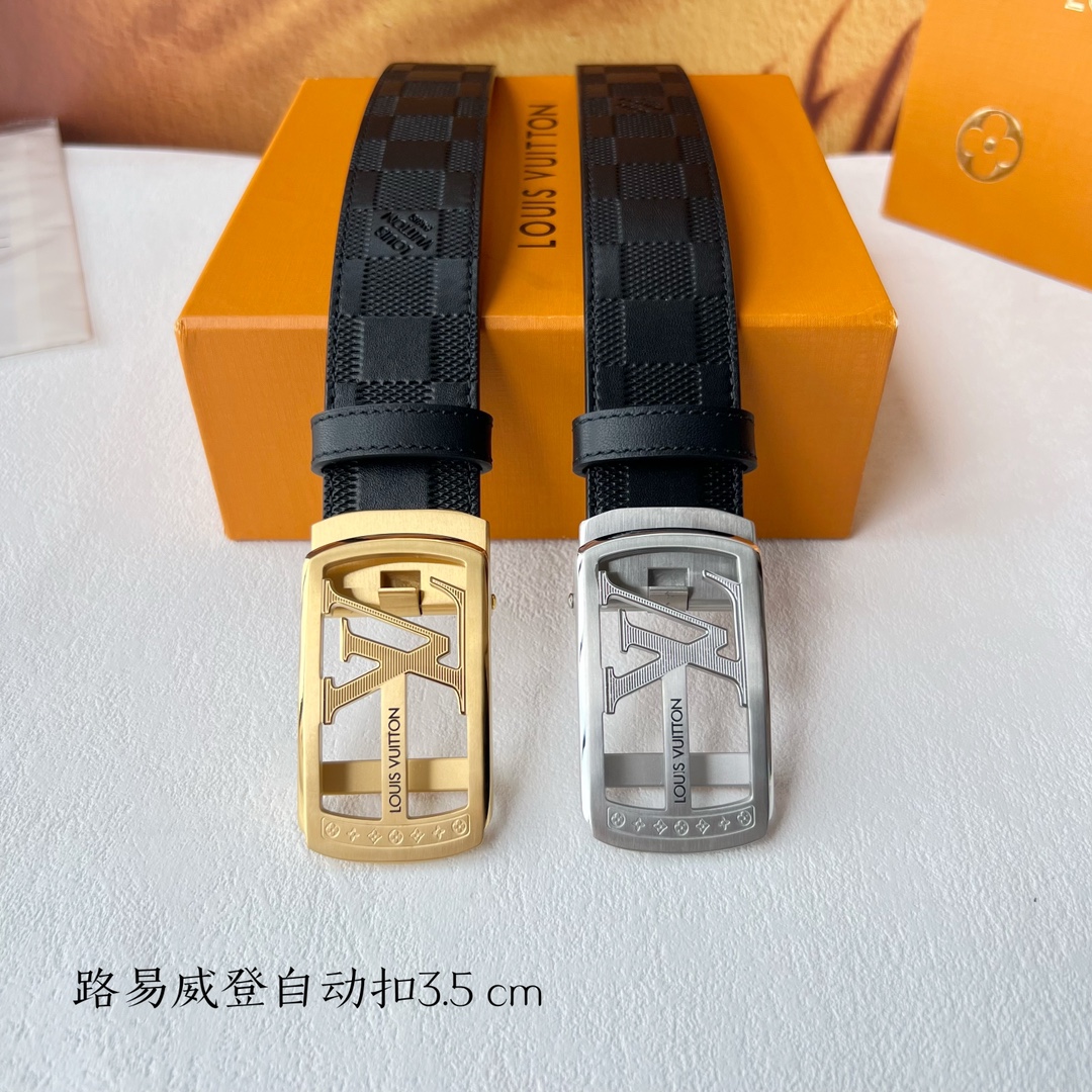 品牌路易威登新款进口小牛皮手感细腻柔软搭配纯钢自动精品钢扣男士必备！宽度3.5cm