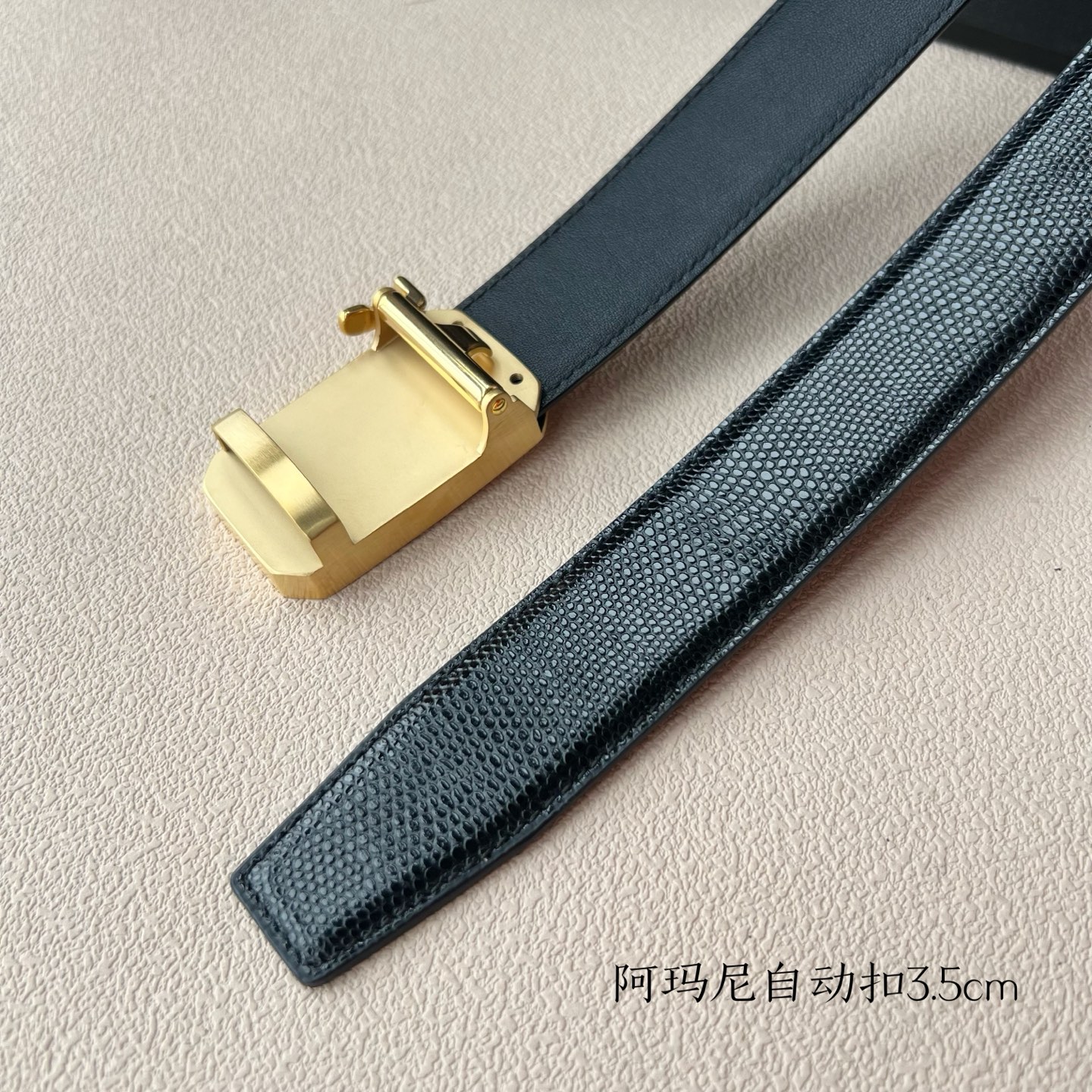 “Amani Men’s Automatic Belt: New Purchase of Calves, Pure Steel, 3.5cm Width” - 图片 2
