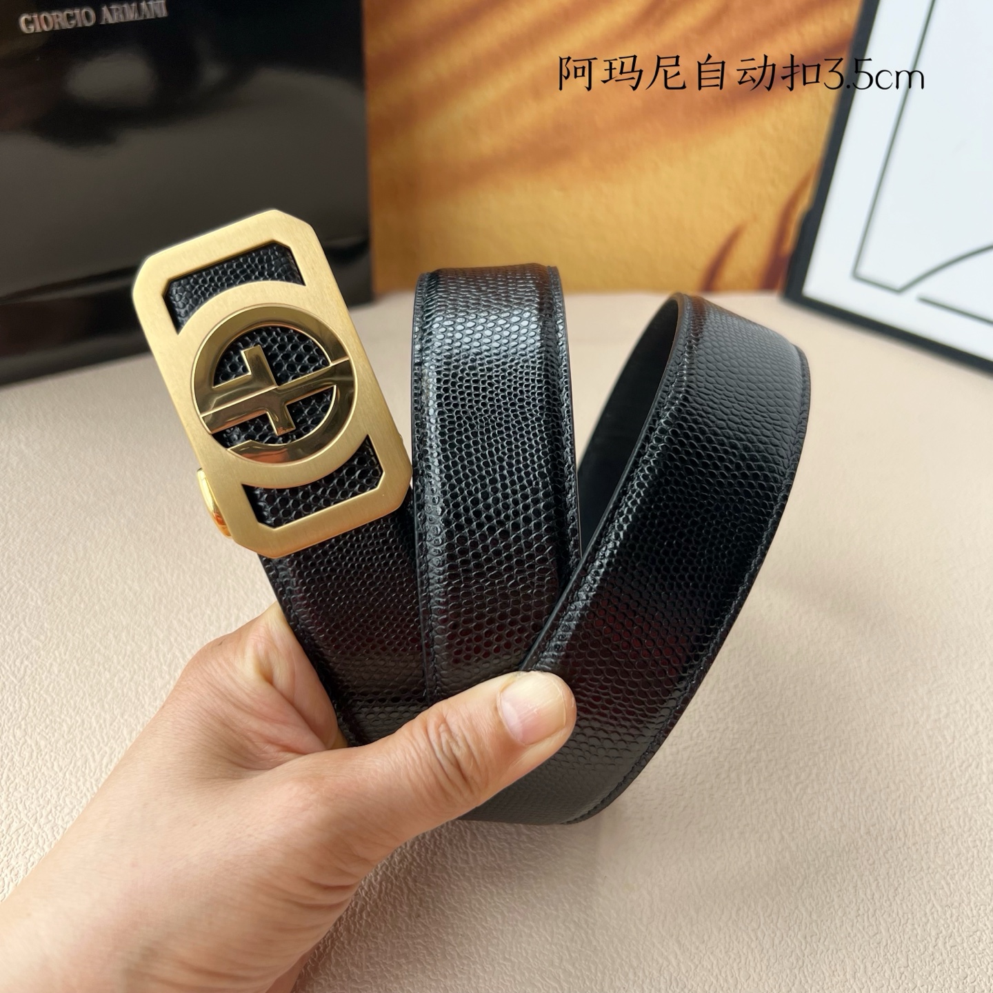 “Amani Men’s Automatic Belt: New Purchase of Calves, Pure Steel, 3.5cm Width” - 图片 4