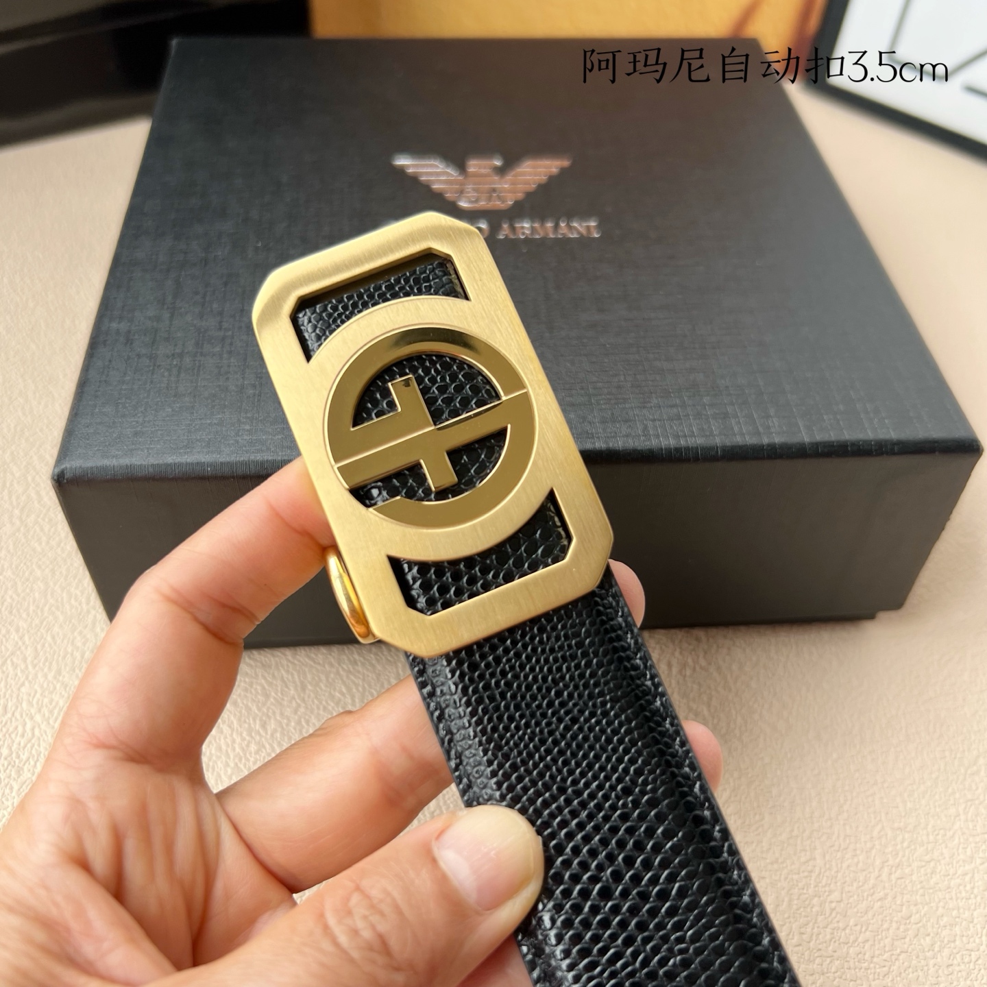 “Amani Men’s Automatic Belt: New Purchase of Calves, Pure Steel, 3.5cm Width” - 图片 1