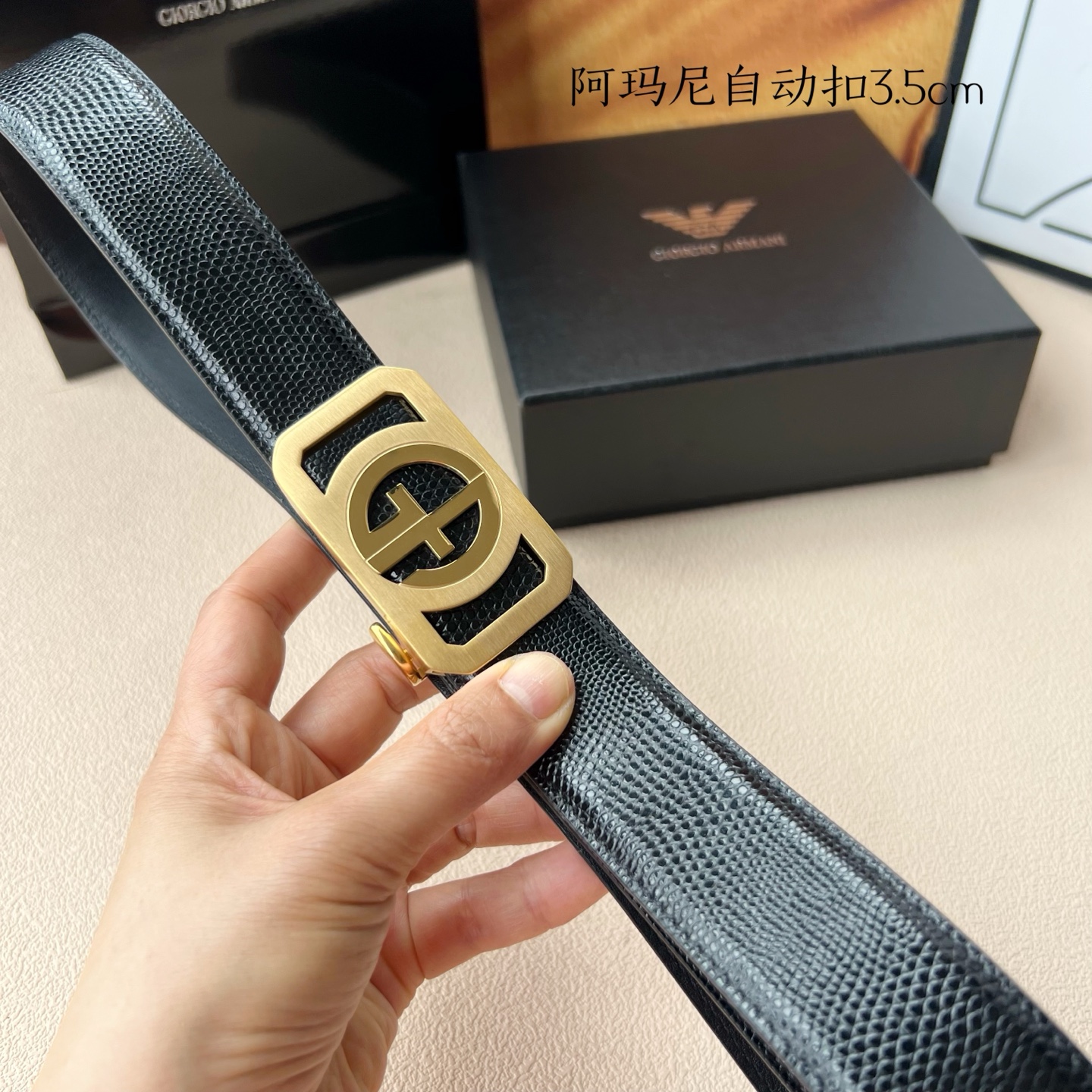 “Amani Men’s Automatic Belt: New Purchase of Calves, Pure Steel, 3.5cm Width” - 图片 5