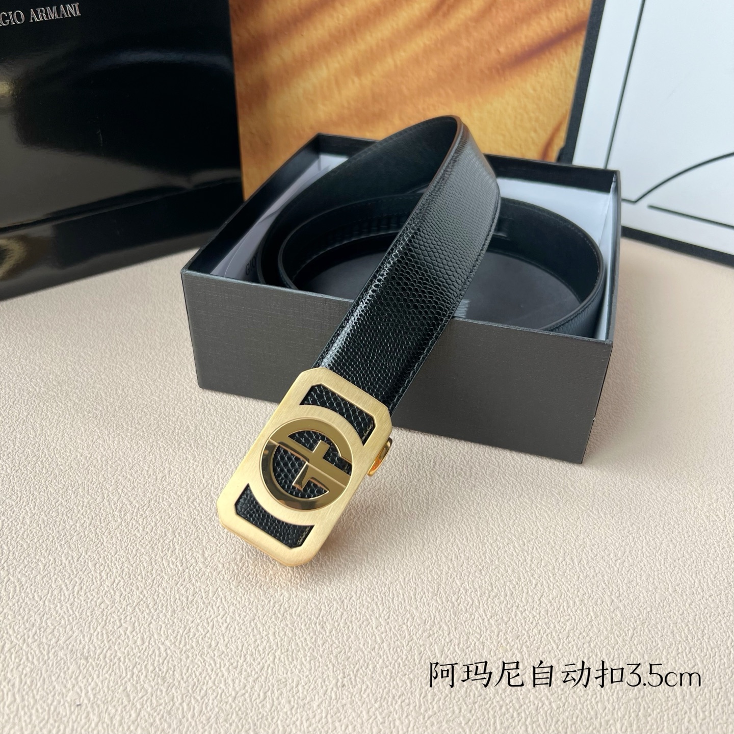 “Amani Men’s Automatic Belt: New Purchase of Calves, Pure Steel, 3.5cm Width” - 图片 8
