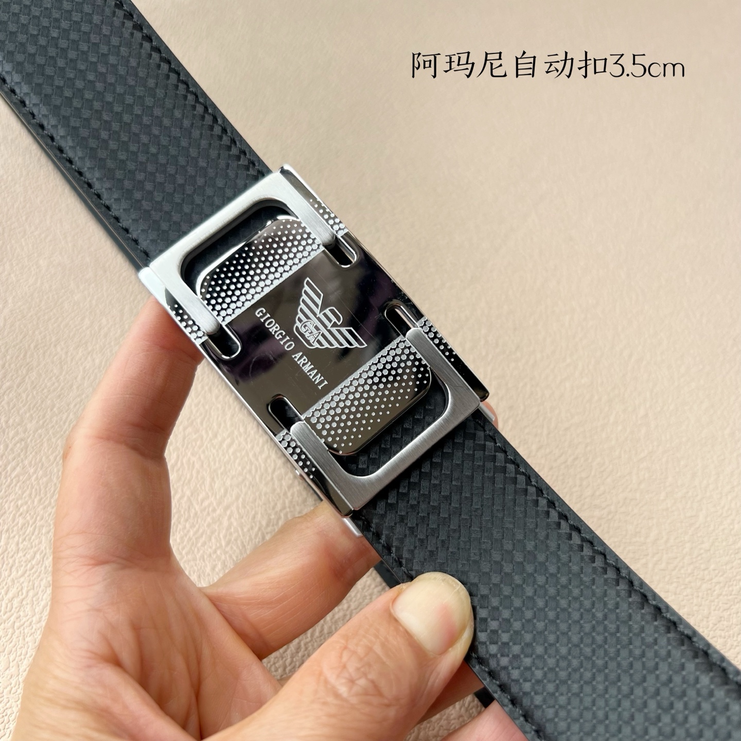 “Grade Amani Men’s Automatic Belt: New Steel Calves Purchases, 3.5cm Width” - 图片 3