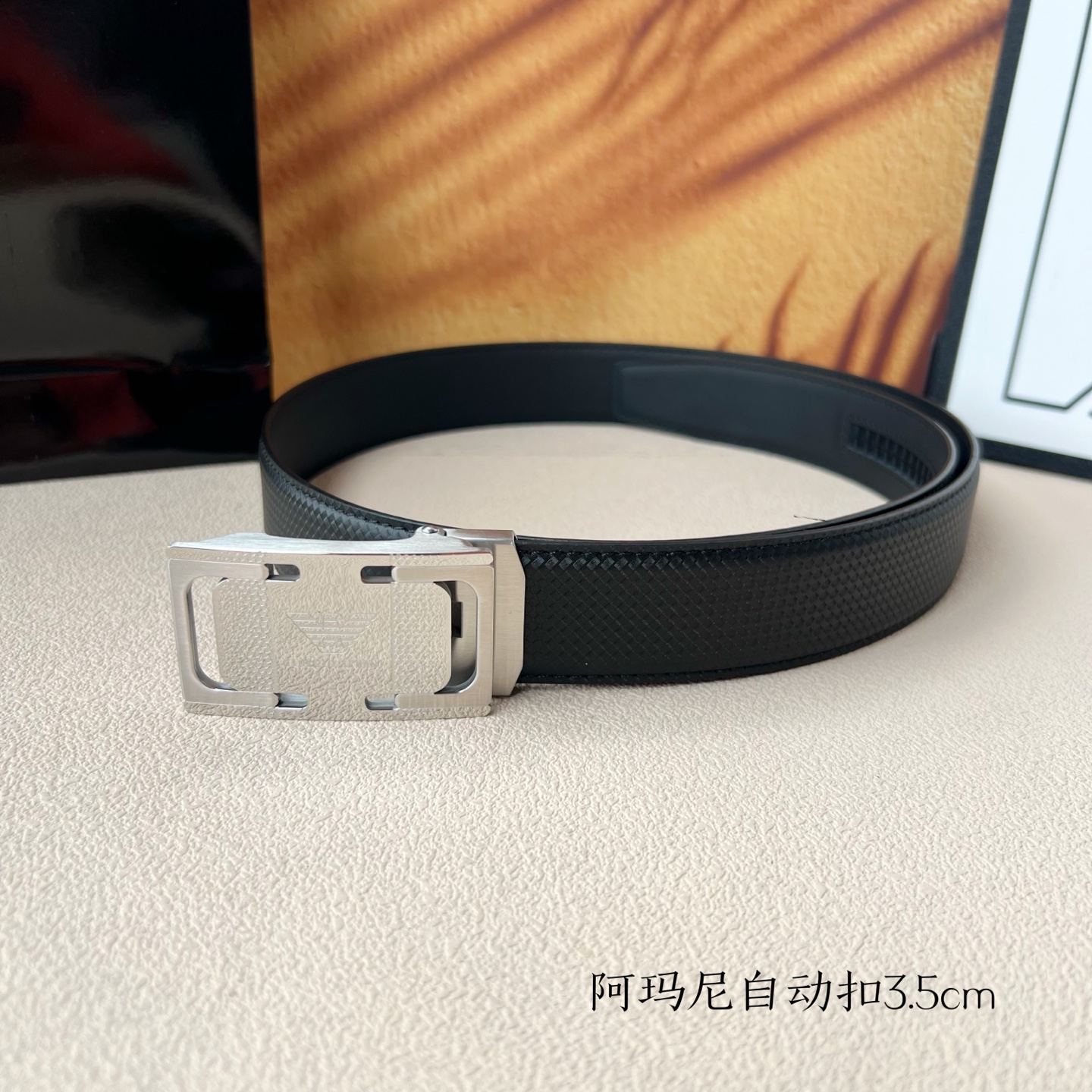 “Grade Amani Men’s Automatic Belt: New Steel Calves Purchases, 3.5cm Width” - 图片 4