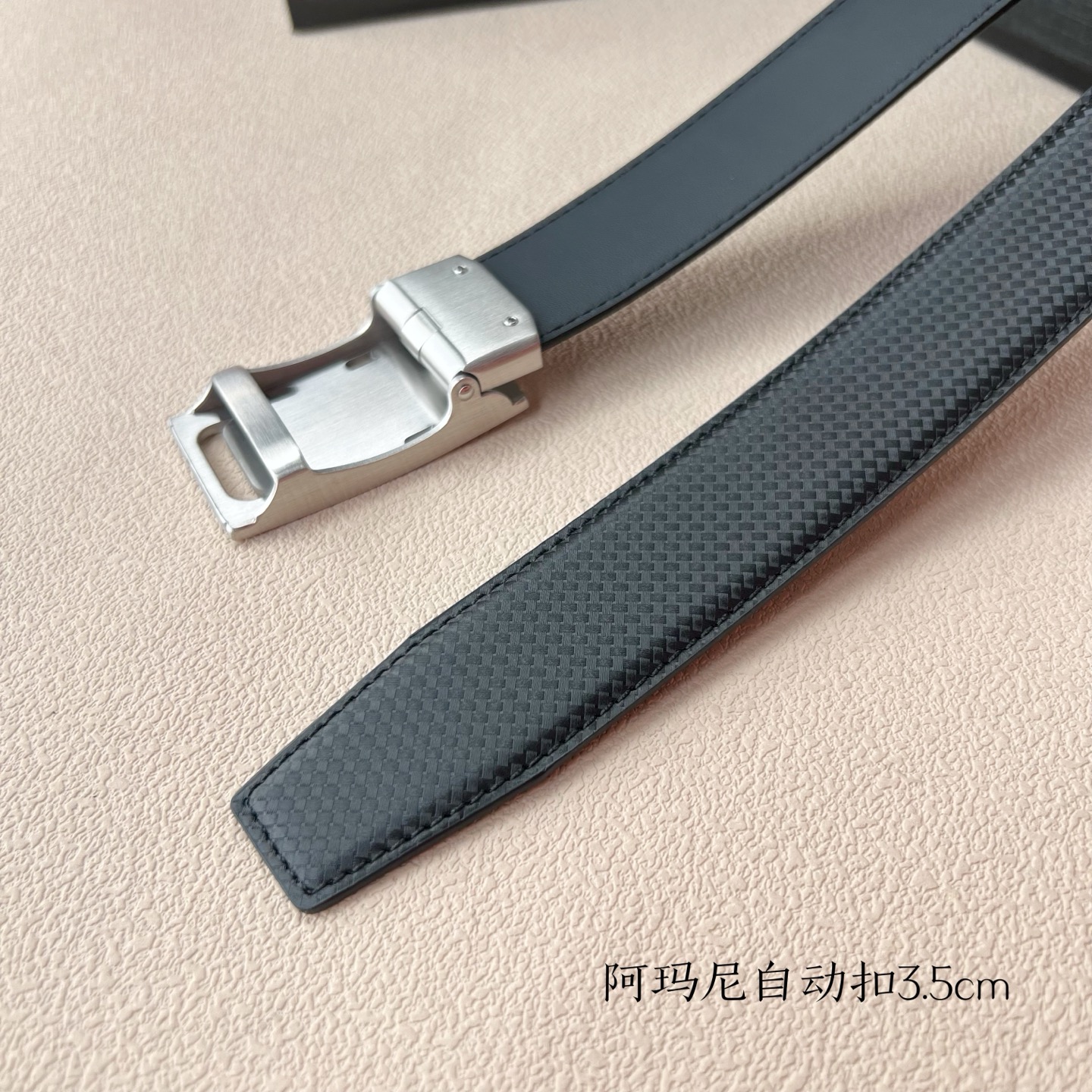 “Grade Amani Men’s Automatic Belt: New Steel Calves Purchases, 3.5cm Width” - 图片 5