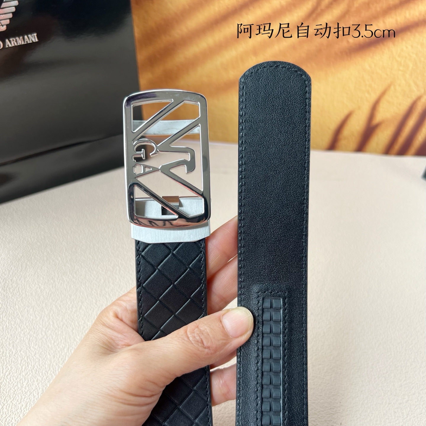 “Grade Amani Men’s Automatic Belt: New Purchase of Calves, Pure Steel, 3.5cm Width” - 图片 7