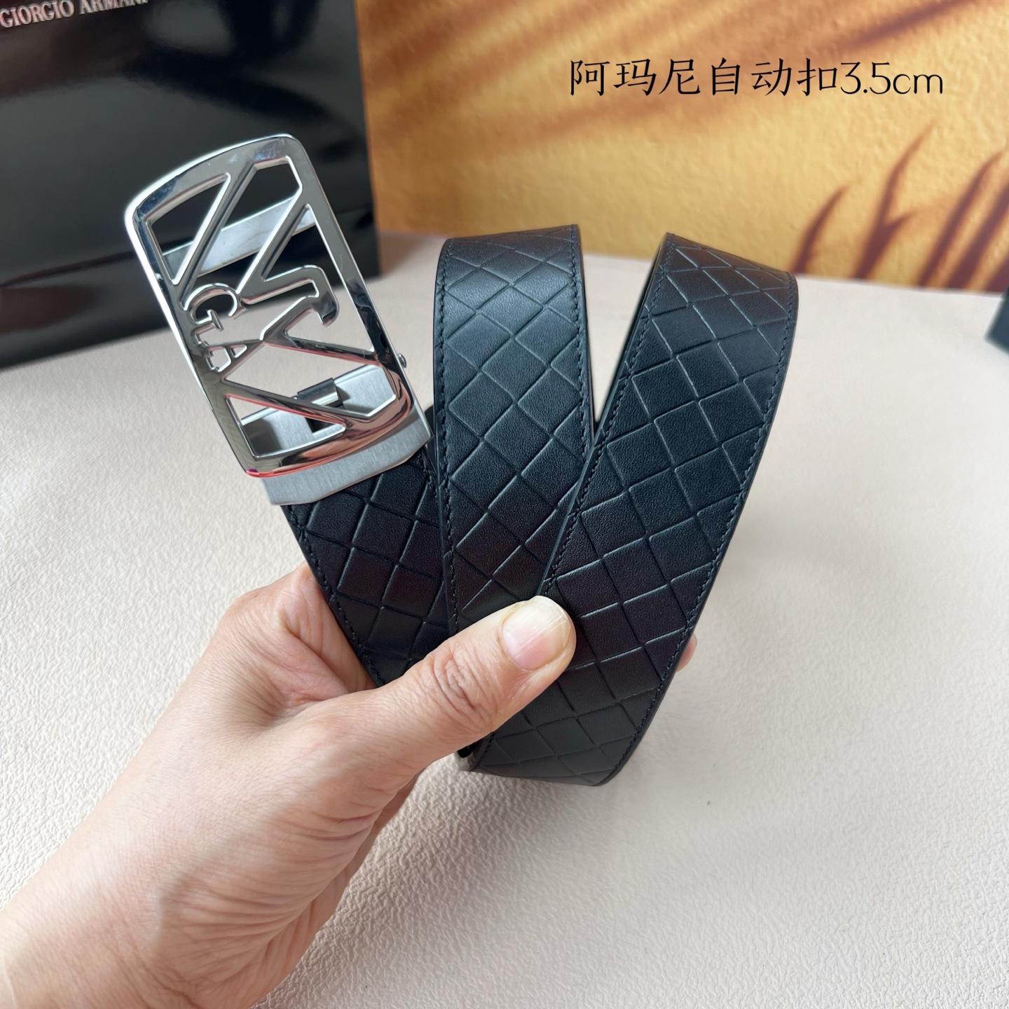 “Grade Amani Men’s Automatic Belt: New Purchase of Calves, Pure Steel, 3.5cm Width” - 图片 3
