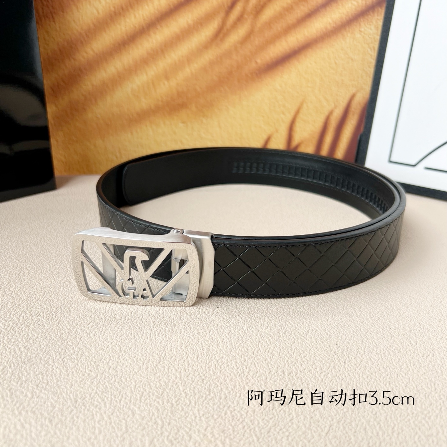 “Grade Amani Men’s Automatic Belt: New Purchase of Calves, Pure Steel, 3.5cm Width” - 图片 5