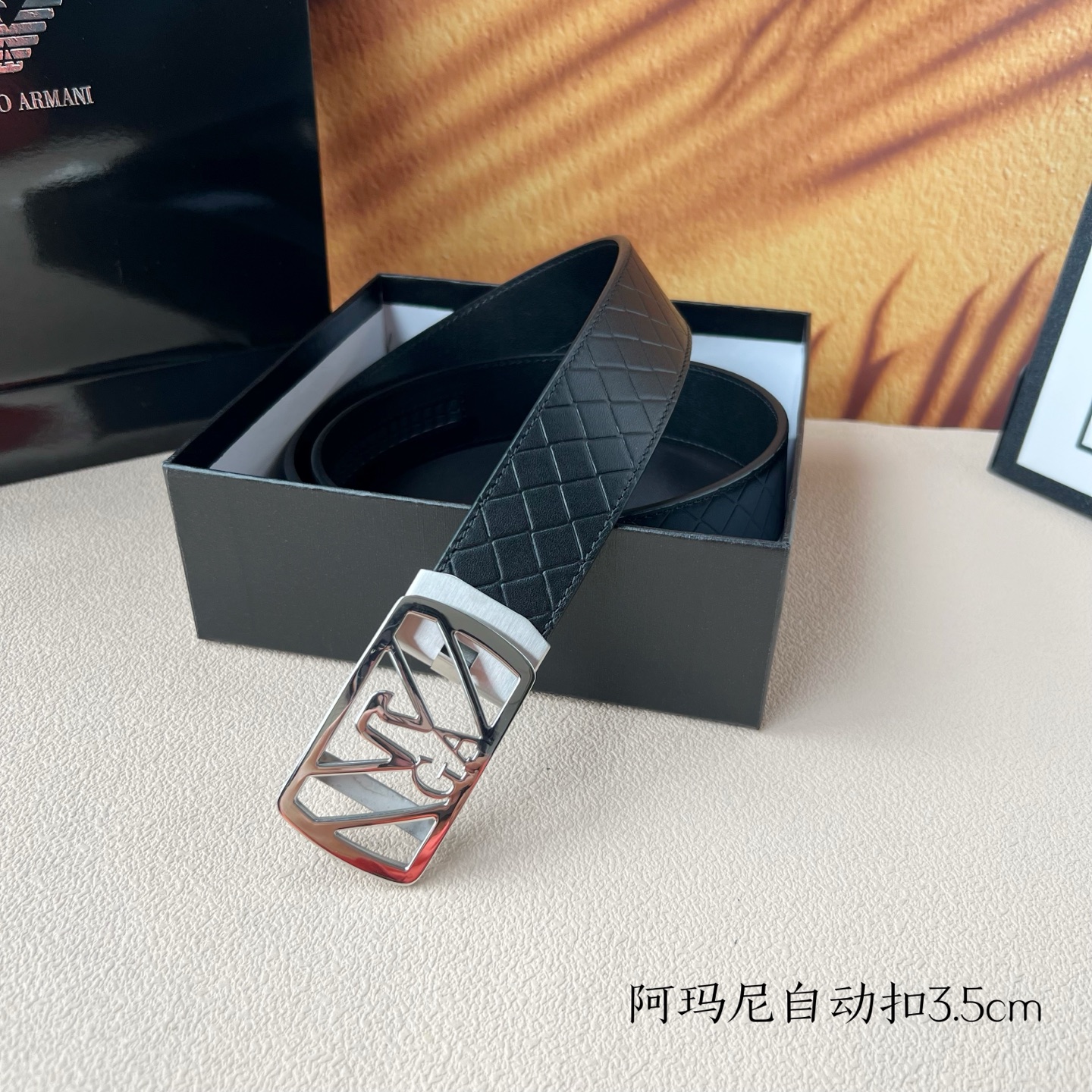 “Grade Amani Men’s Automatic Belt: New Purchase of Calves, Pure Steel, 3.5cm Width” - 图片 6