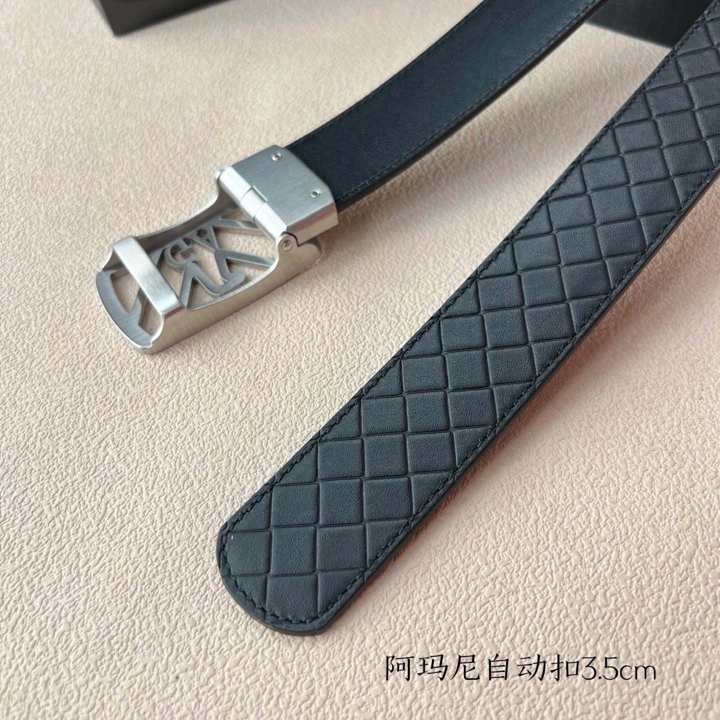 “Grade Amani Men’s Automatic Belt: New Purchase of Calves, Pure Steel, 3.5cm Width” - 图片 2