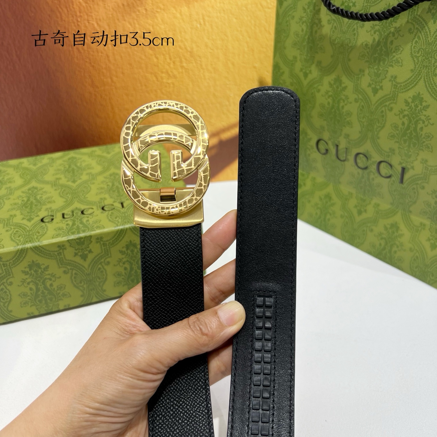 p175 代购正品级🚀品牌：【古奇男士自动腰带】新款进口小牛皮，手感细腻柔软。搭配纯钢自动精品钢扣，宽度：3.5cm
