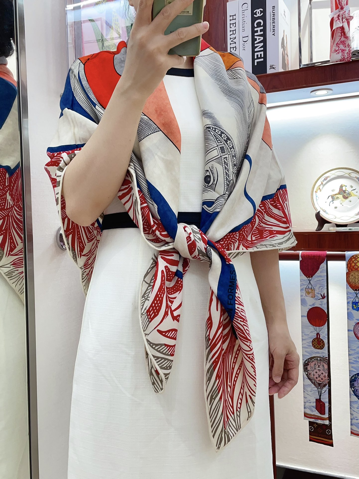 Hermes Scarf White Cashmere Silk