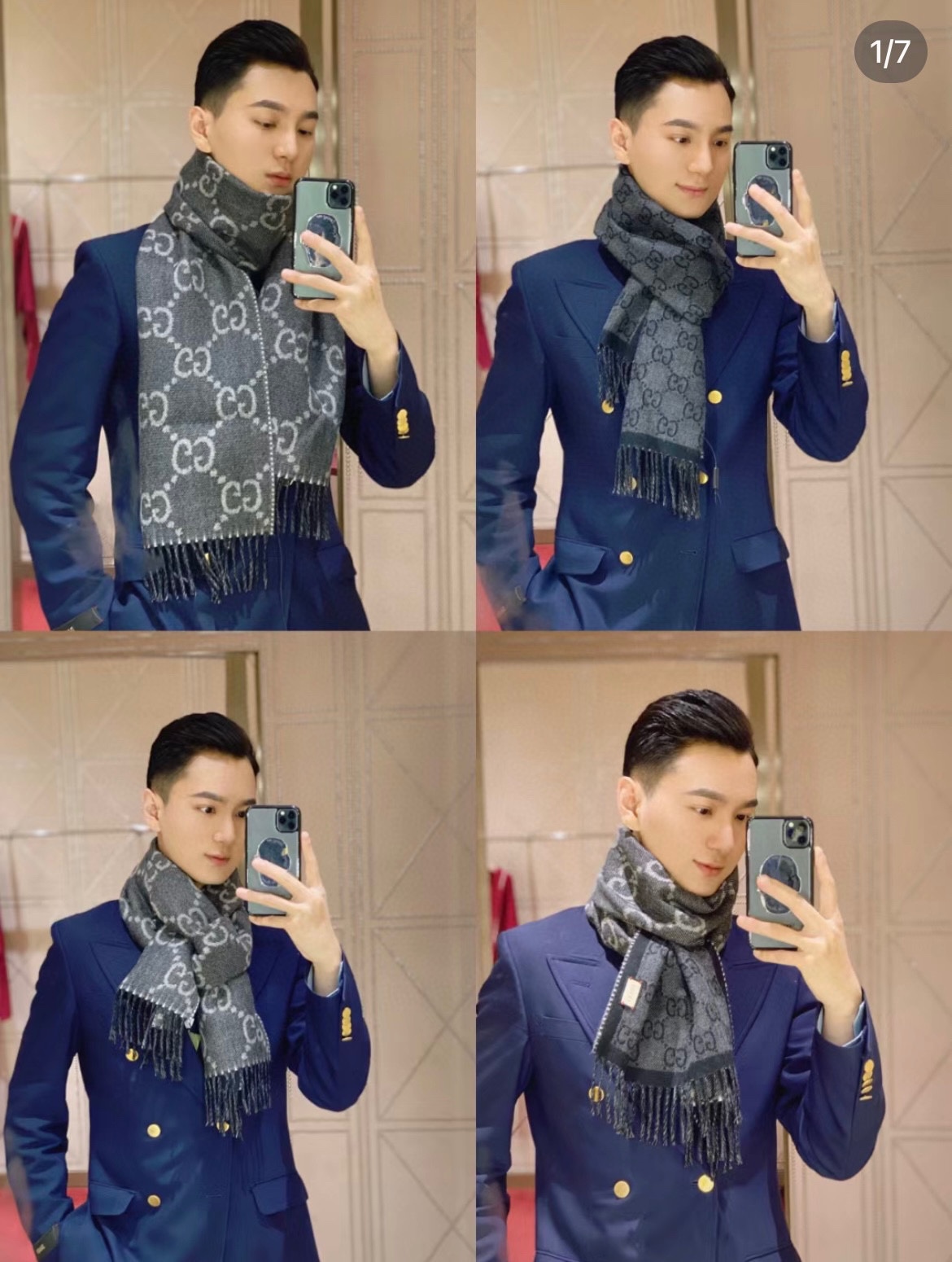 NO:510970,Criticize [Niu Steady's 'High Level'!  !  The highest version on the entire network] Stylish winter!  !  Gucci autumn and winter new jacquard double-sided scarf!  High-end luxury, very heavy-duty double-sided presbyterian design, both sides of the front and back are GG patterns, which are flexible and playful. High-end fashionista must be recommended. There is no need to say much about the quality, the upper body feels really invincible with high-end temperament!  !  Gucci presbyterians who all women love~ It is beautiful again!  !  It comes with its own high-end aura, Gucci's unique high-end fashion, and a stable 'high-level'!  The wool feels super thick, soft and comfortable!  !  !  It is really admirable, very big-name aura, full of tension, gentle, fashionable and intellectual!  Size 34*194 size ~ two colors. Ordinary scarf, ordinary scarf, gucci19860909批【牛稳稳的“高段位”！！全网最高版本】时髦过冬！！Gucci秋冬新款提花双面围巾！高端奢华,非常重工的双面老花设计,正反两面都采用GG图案,灵动而又不失俏皮.高级时髦精必入推荐,品质牛的不需要多说了,上身的感觉真的无敌高级气质！！来自女人们都会爱的Gucci老花~又是美出了天际啊！！自带高级气场,Gucci独有的高级时髦,稳稳的“高段位”！羊毛手感超级厚实柔软舒服！！！真的非常令人佩服,非常有大牌的气场,张力十足,温柔时尚知性！尺寸规格34*194的size~两个色.普通围巾,普通围巾,gucci,scarf