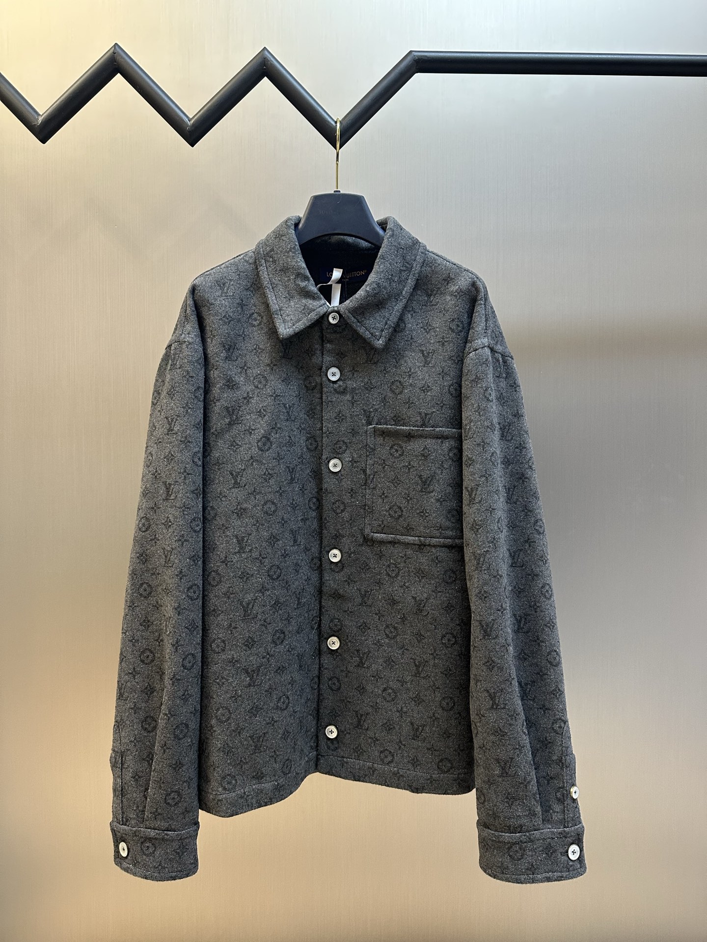 P475 Chaqueta cruzada tipo camisera de doble faz Lv. Tweed de doble cara de mezcla de lana 560g 70% personalizado, máqu…