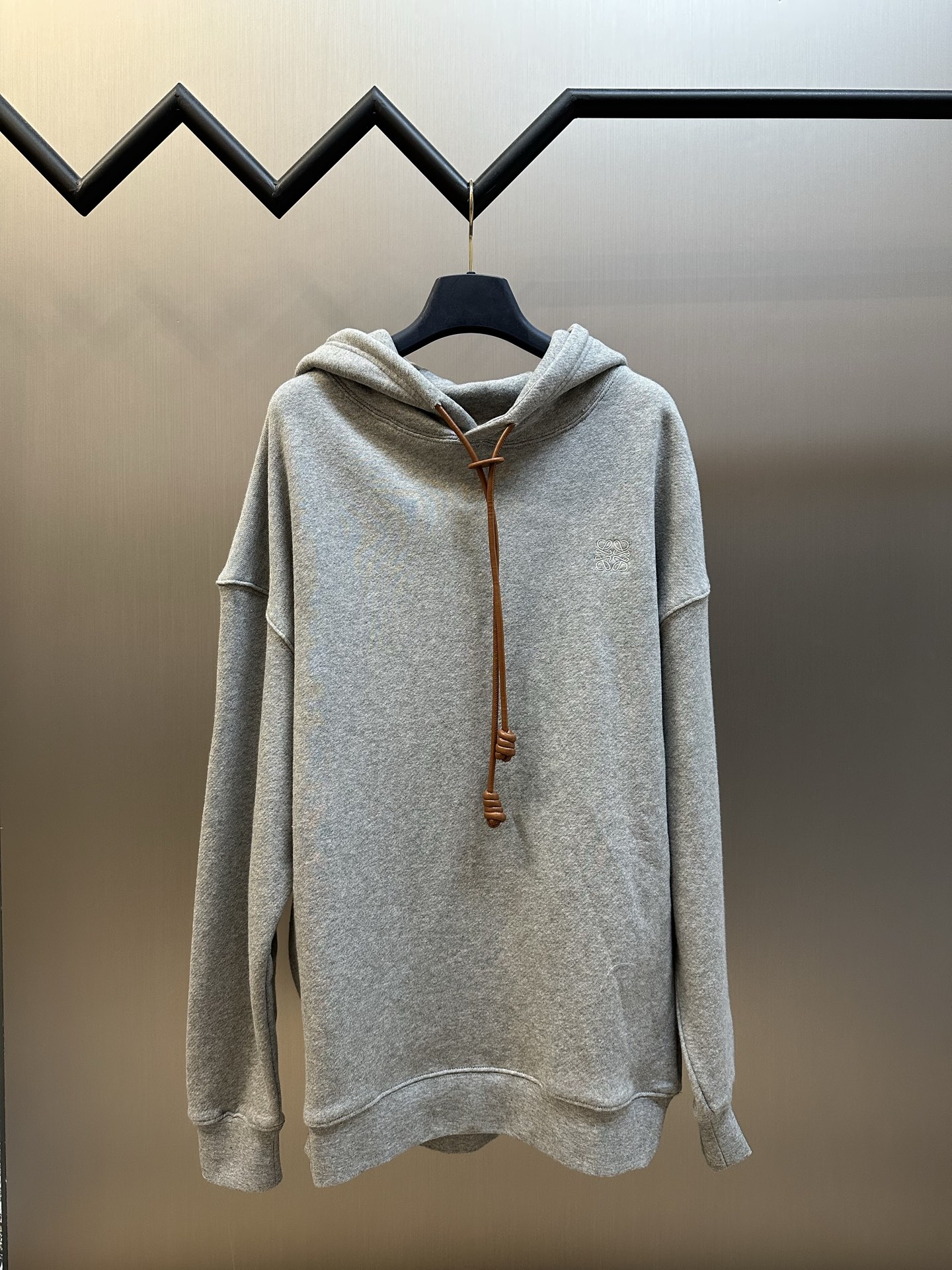 p215 Lew Anagram sudadera con capucha de cuero bordado, tejido de algodón personalizado de gramaje medio con …