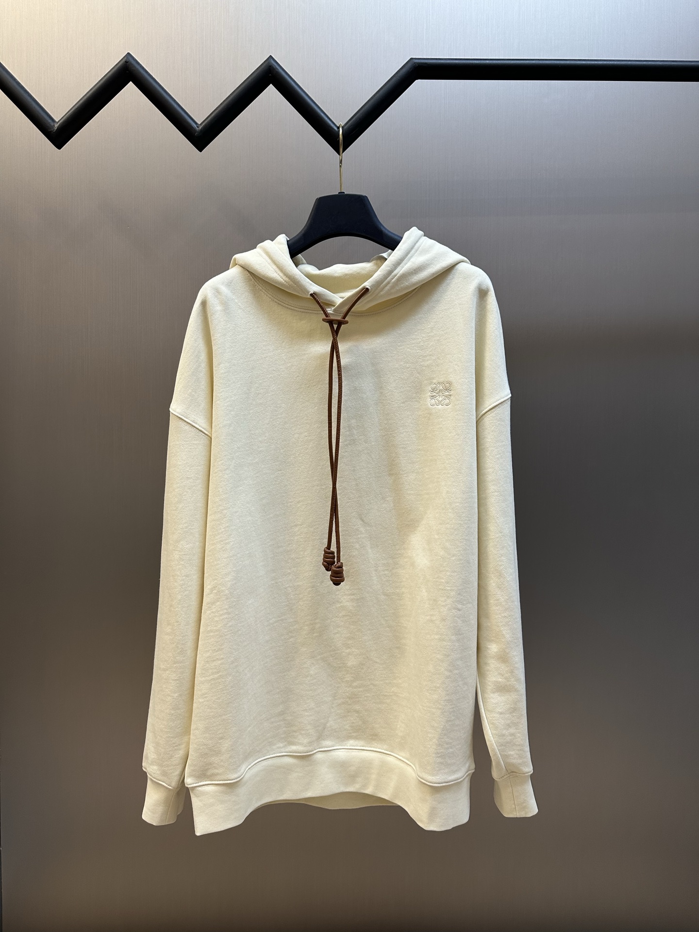 p215 Lew Anagram sudadera con capucha de cuero bordado, tejido de algodón personalizado de gramaje medio con …